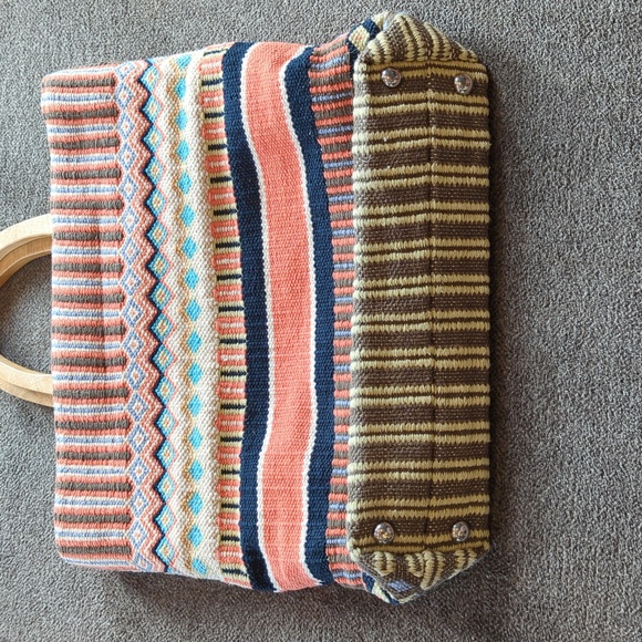 J. Jill woven cotton tote with wood handles - Picture 3 of 8